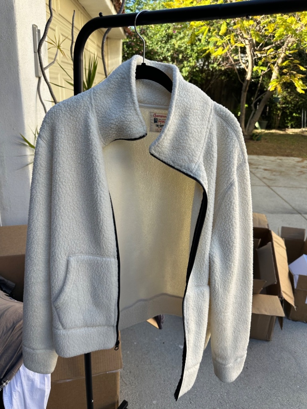 Champion/Todd Snyder Cream Sherpa Fleece Zip-Up Jacket